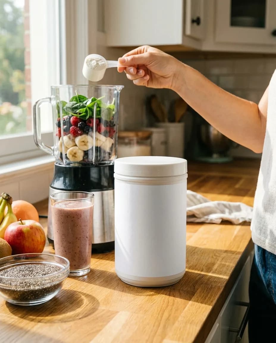 Focus Flow private label supplement — styled in wellness setting