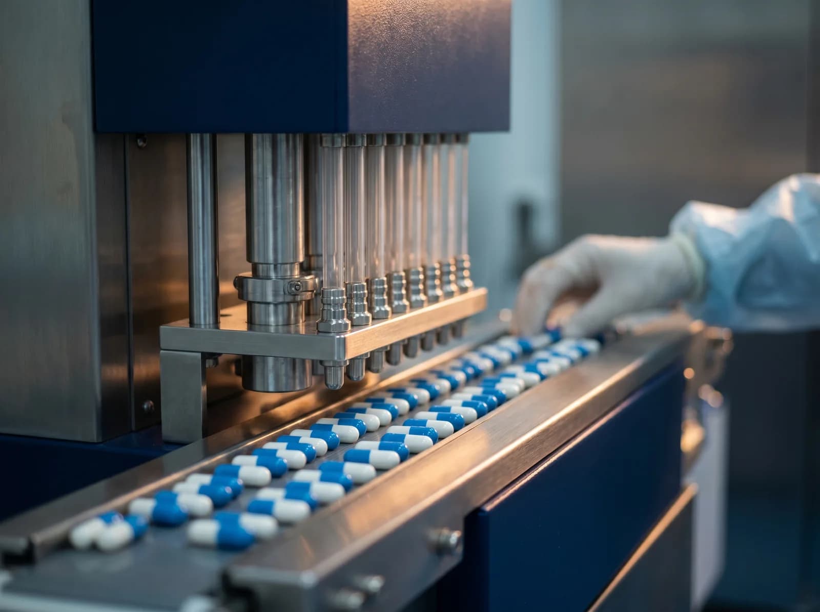 Capsule production line inside a GMP cleanroom