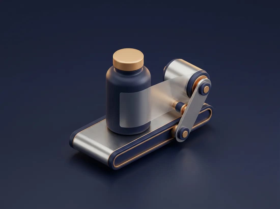 Application & Shrink-Sleeve — isometric illustration