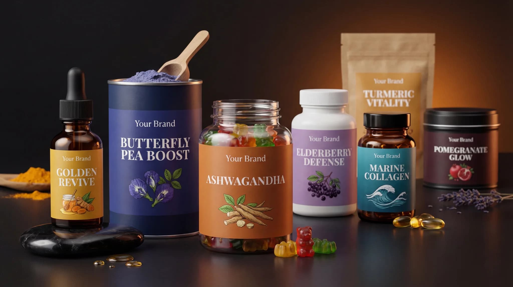 Enterprise supplement manufacturing - gummies, capsules, powders, drops, and sachets